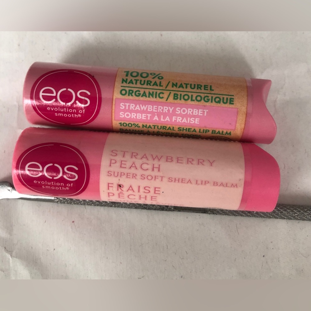 2 EOS Strawberry Sorbet & Peach Lip Balm